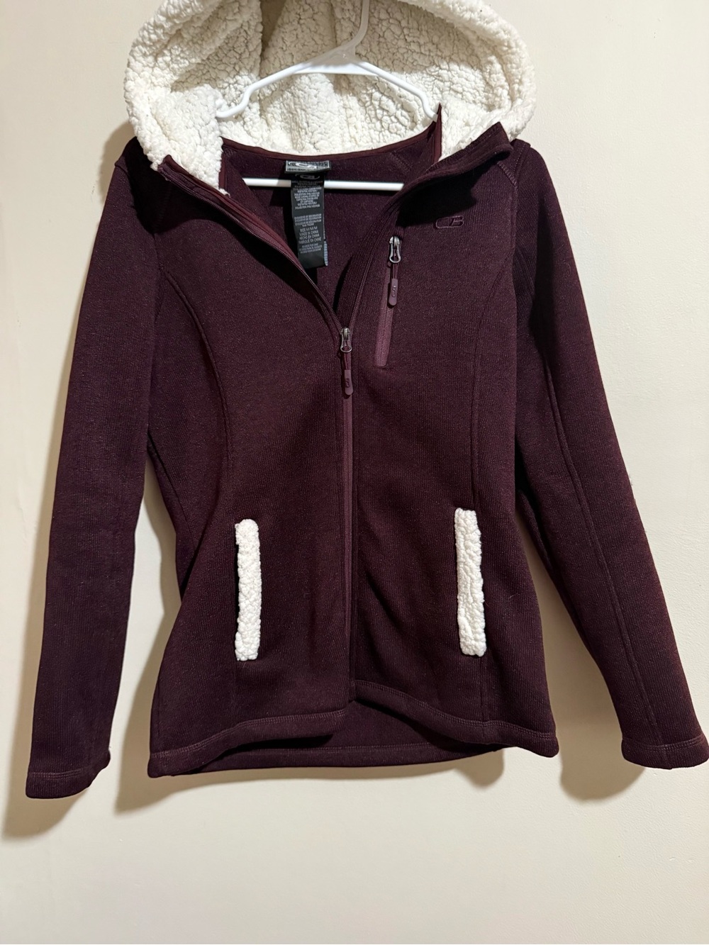 Women’s Sherpa-Lined Hooded Jacket in Deep Plum